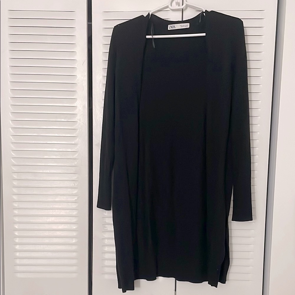Zara, Long Sleeve Cardigan Sweater, Black, S